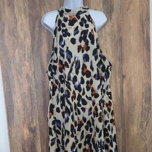 Shein Curve Colorful Leopard Blotch Print Halter Backless Dress 3XL
